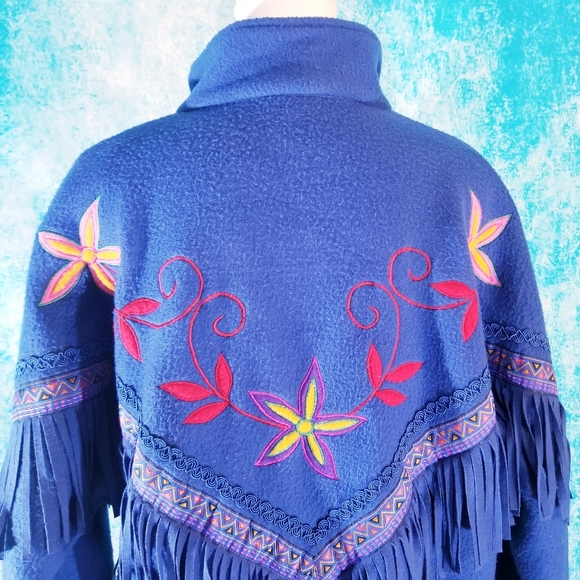 Vintage Jackets & Coats Vtg 8s Rafael Southwestern Fringe Fleece